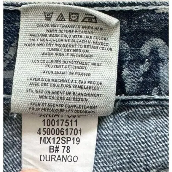 Ariat Durango M4 Jeans Mens 40W 34L Low Rise Boot Cut Distressed Blue 10017511